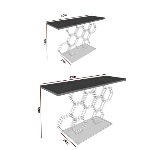 Honeycomb Motif Golden Metal Finish Console Table - Decor Mantra 