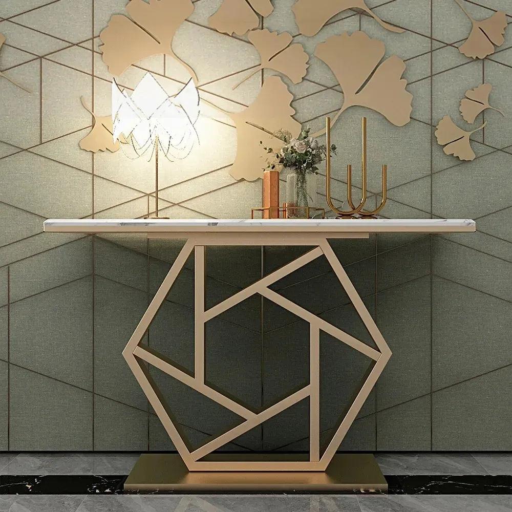 Sleek Gold Narrow Metal Console Table - Decor Mantra 