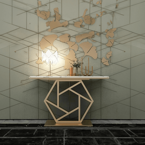 Sleek Gold Narrow Metal Console Table - Decor Mantra 