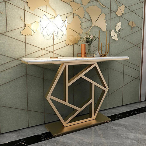 Sleek Gold Narrow Metal Console Table - Decor Mantra 