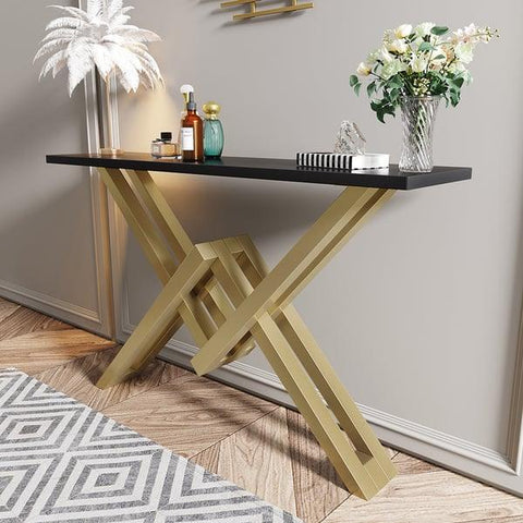 Console Table with Durable Stainless Steel and PVD Coated Marble - Decor Mantra 