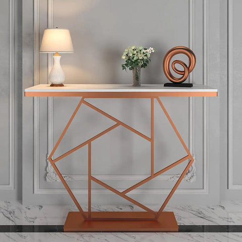 Contemporary Hexagonal Metal Console Table - Decor Mantra 