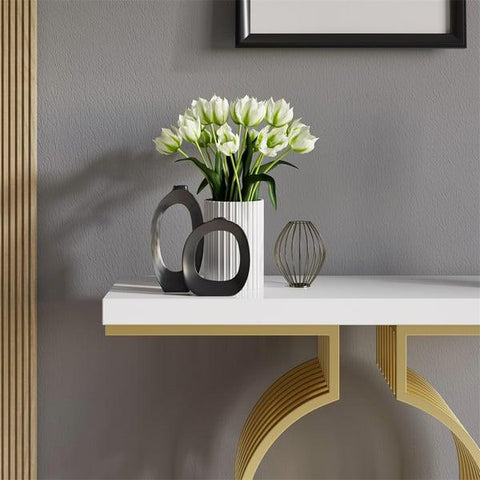 Marble Console Table in PVD-Coated Stainless Steel - Decor Mantra 