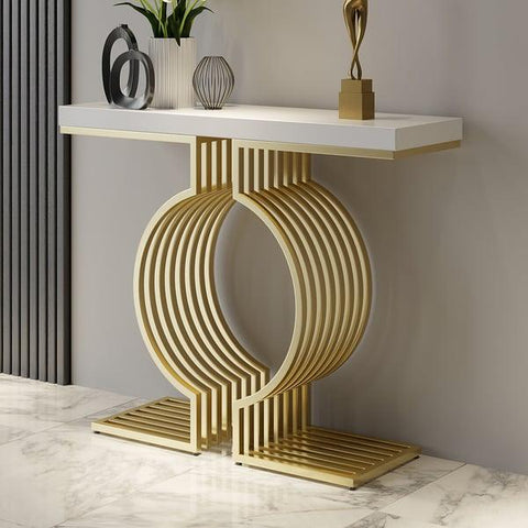 Marble Console Table in PVD-Coated Stainless Steel - Decor Mantra 