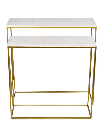 Set of 2 Marble-Topped Nested Console Tables
