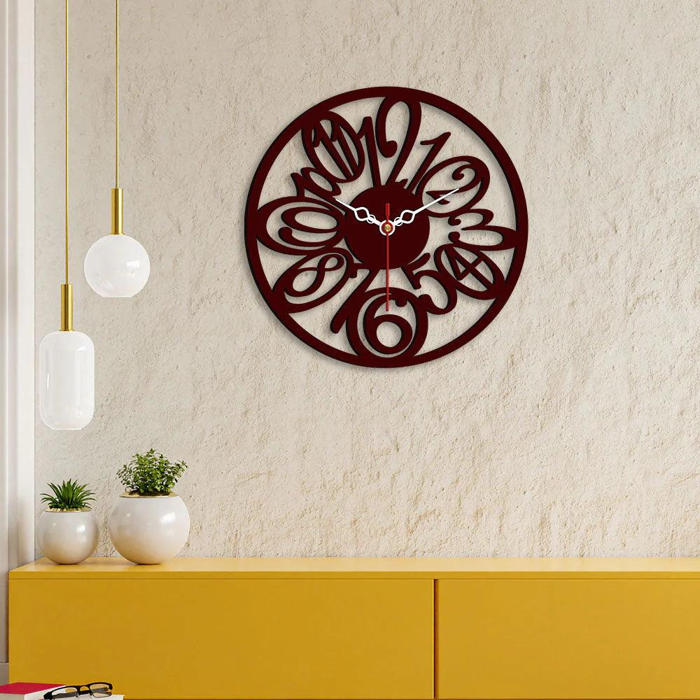 Circular Numbers Designer Wooden Wall Clock - Decor Mantra 