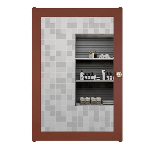 Classic Structured Wooden Bathroom Cabinet Mirror with 7 Spacious Shelves with Solid Brown Finish - Decor Mantra 