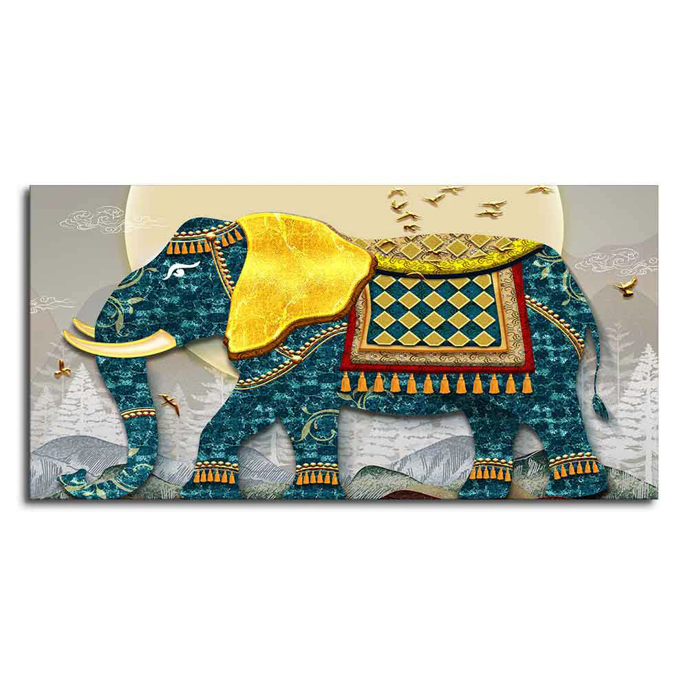 Classic and Royal Elephant with Golden Tusks wall Painting