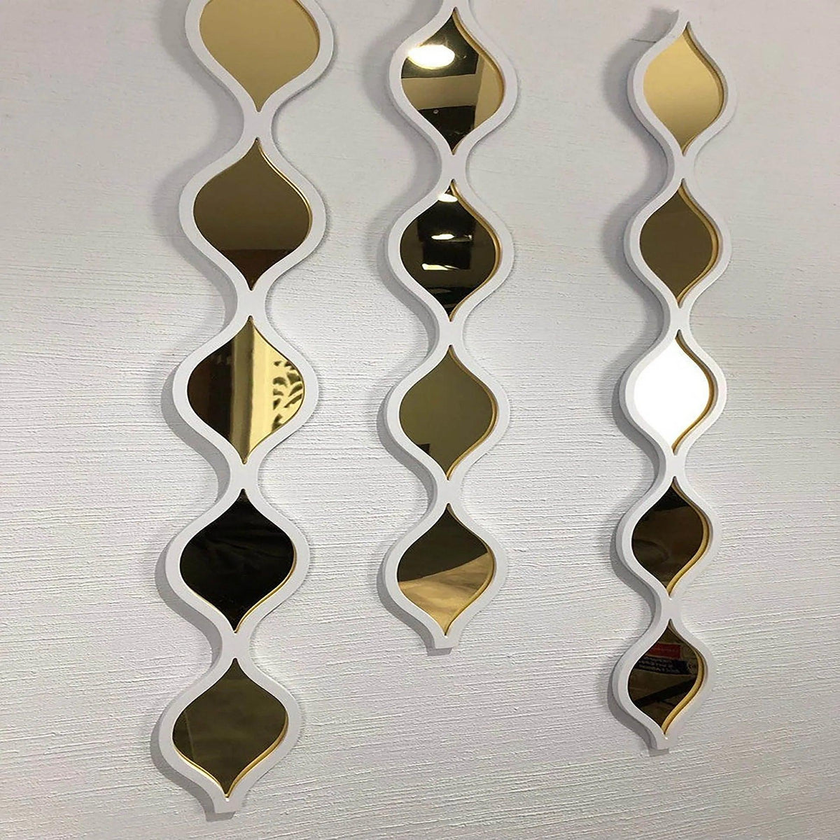 Decorative Water Drop Mirror Strips with Silver Wooden Finish - Decor Mantra 