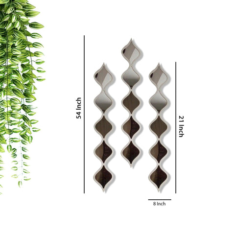 Decorative Water Drop Mirror Strips with Silver Wooden Finish - Decor Mantra 