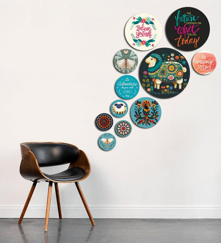 Decorative MDF Wooden Wall Hanging Decoration Item For Home | Office | Gifts |Modern Wall Artworks Items | Wall Art | Living Room | Bedroom |Quotes Decor Item (WPS_140N) Pack of 11 Pieces - Decor Mantra 
