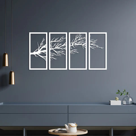 Elegant Tree Sprig Metal Wall Art (4 Piece)