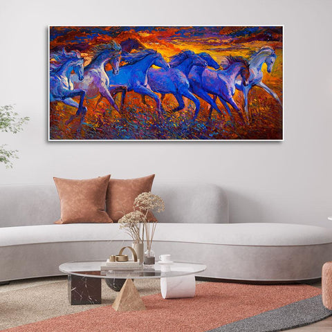 Seven Horses Running Canvas Wall Painting - Decor Mantra 