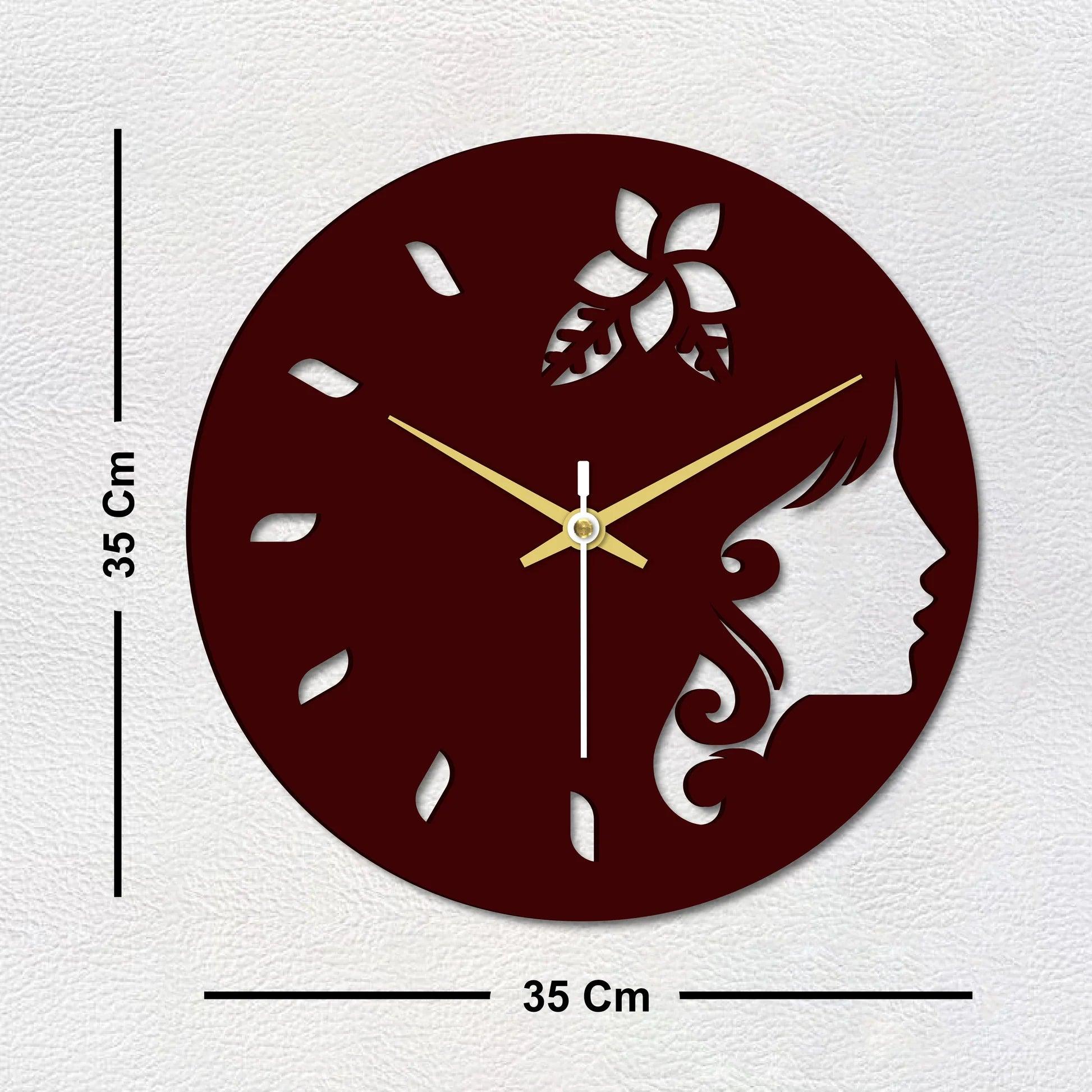 Girl Face in Wooden Wall Clock - Decor Mantra 
