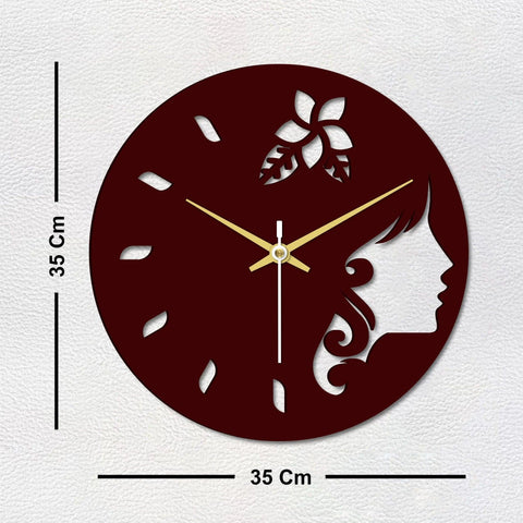 Girl Face in Wooden Wall Clock - Decor Mantra 