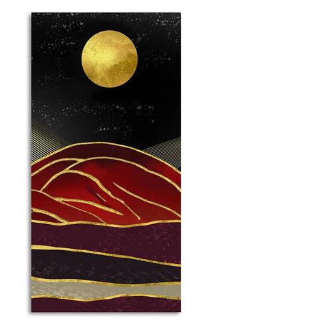 Golden Mountain lines Art Premium Canvas Wall Painting