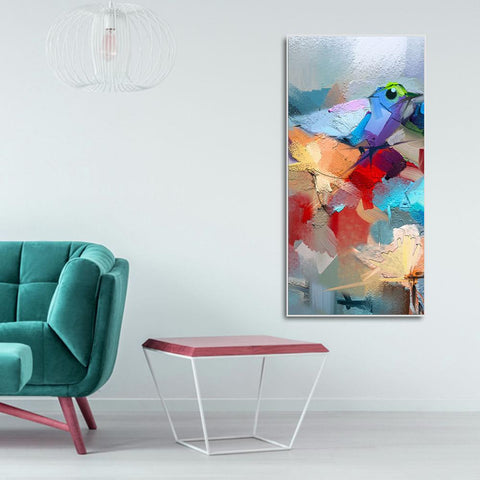 Abstract Colorful Bird and Flower Canvas Wall Painting - Decor Mantra 