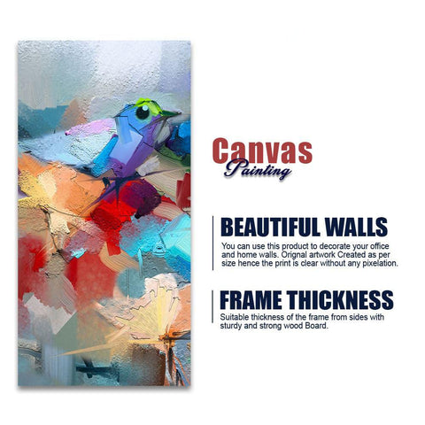 Abstract Colorful Bird and Flower Canvas Wall Painting - Decor Mantra 