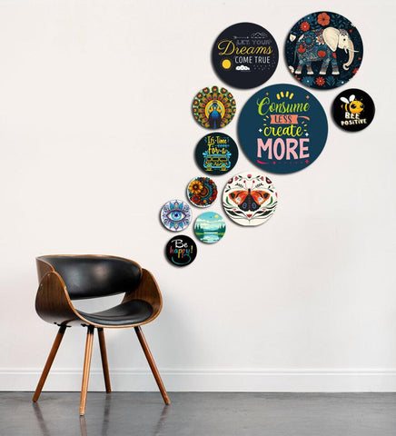 Decorative MDF Wooden Wall Hanging Decoration Item for Home | Office | Gifts | Modern Artworks Art Items | Livingroom, Bedroom | Quotes Decor (WPS_148N) Pack of 11 Pieces - Decor Mantra 