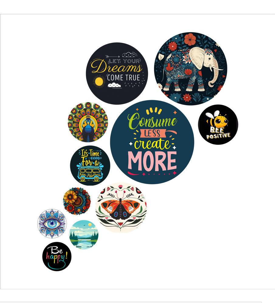 Decorative MDF Wooden Wall Hanging Decoration Item for Home | Office | Gifts | Modern Artworks Art Items | Livingroom, Bedroom | Quotes Decor (WPS_148N) Pack of 11 Pieces - Decor Mantra 