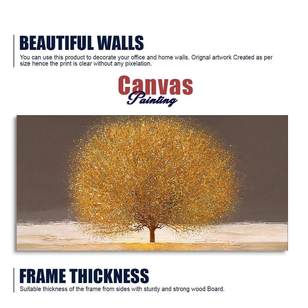 Golden Tree with Elements of gold textures Wall Painting - Decor Mantra 