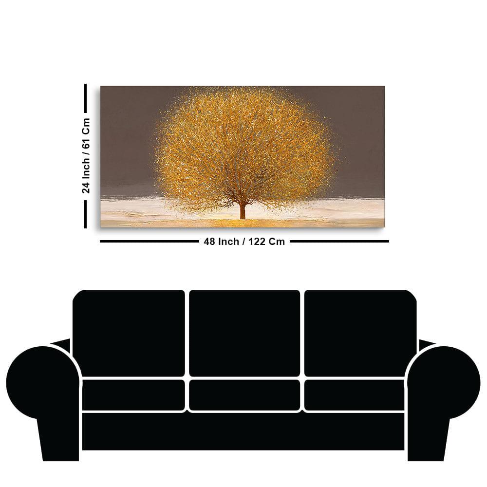 Golden Tree with Elements of gold textures Wall Painting - Decor Mantra 