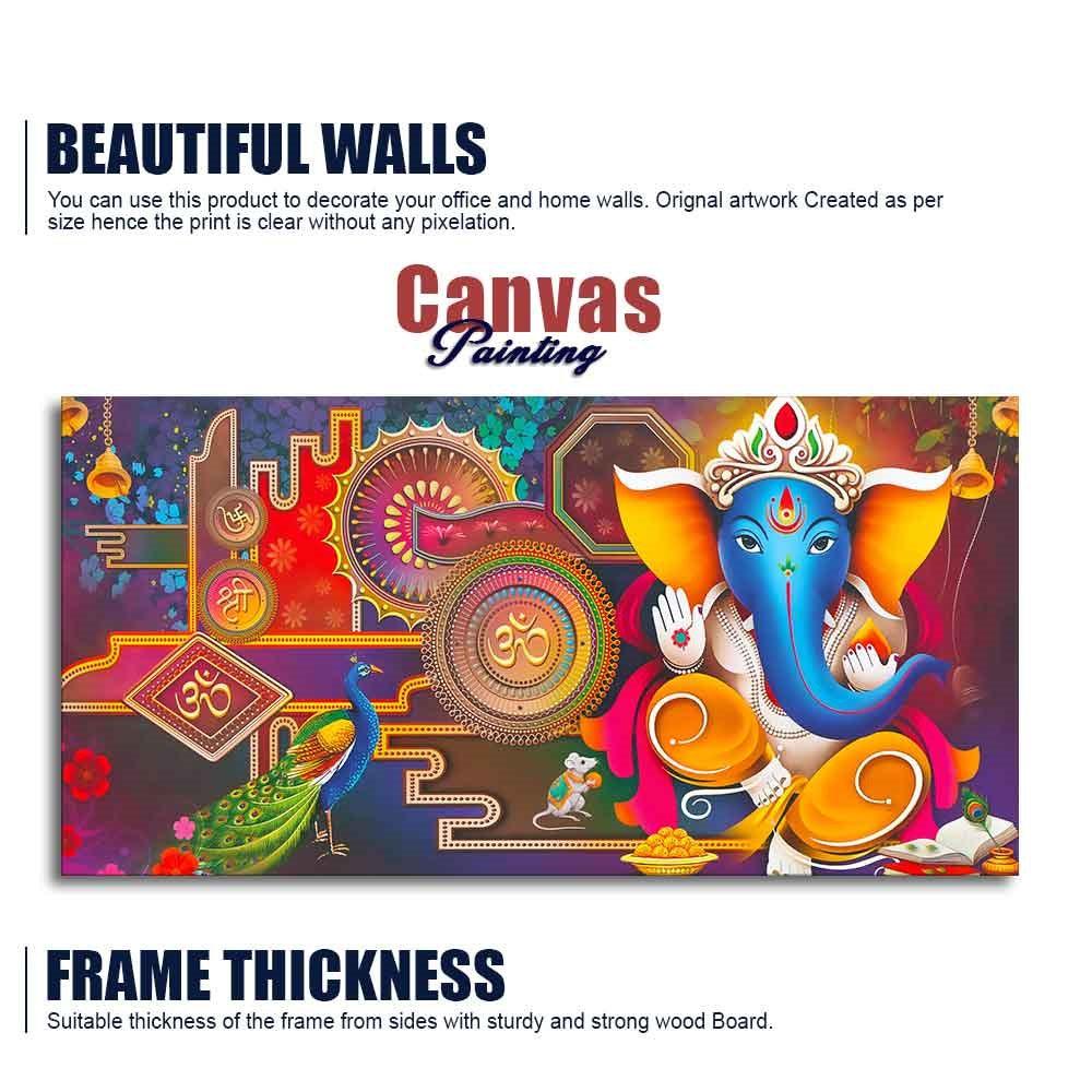 Auspicious Lord Ganpati Ganesha Canvas Wall Painting - Decor Mantra 