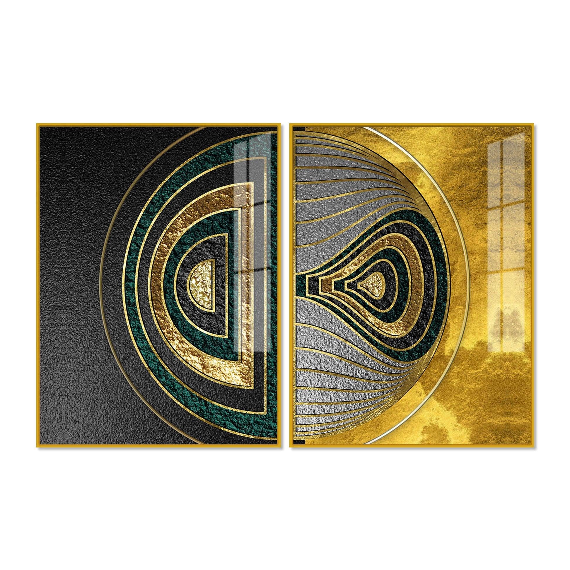 Luxurious Circular Pattern Acrylic Floating Wall Painting Set of 2 - Decor Mantra 