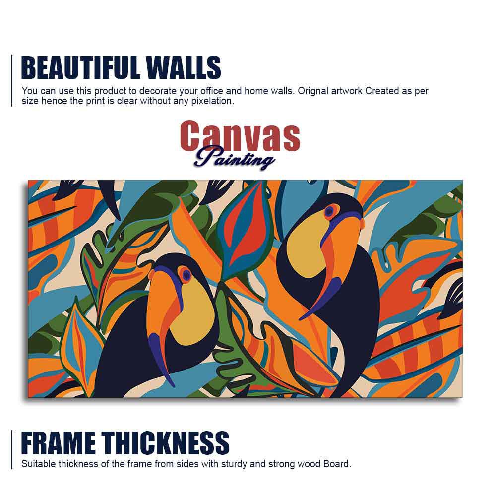 Abstract Art Toucans Wall Painting - Decor Mantra 