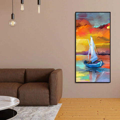 Midnight Golden Deers Scenery with Moon Premium Canvas Wall Painting