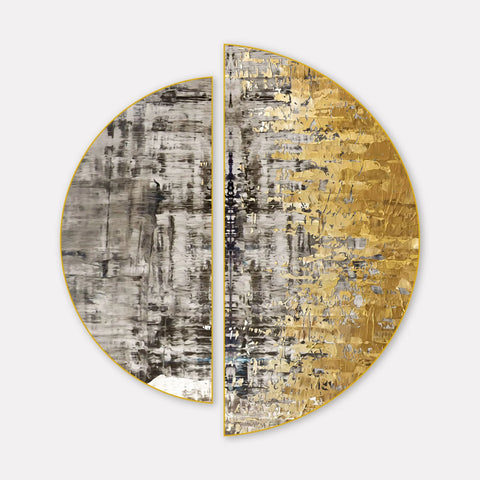 Modern Golden Abstract Textured Semi Circle Frames Set Of 2