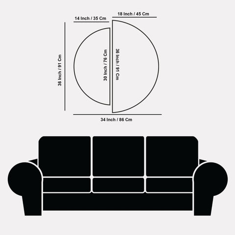 Modern Golden Art Textured Design Semi Circle Frames Set Of 2 - Decor Mantra 