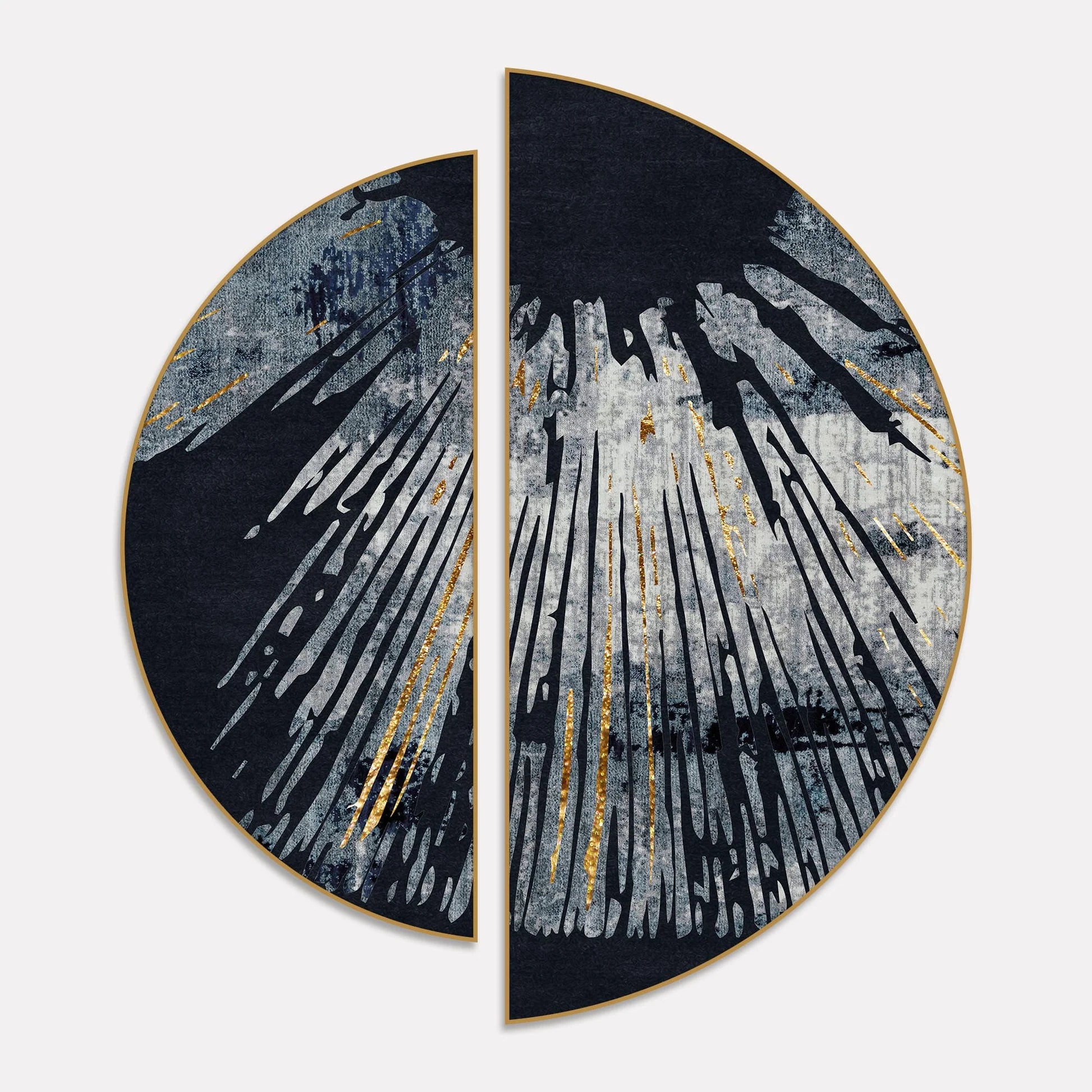 Modern Golden Line Art Textured Design Semi Circle Frames Set Of 2