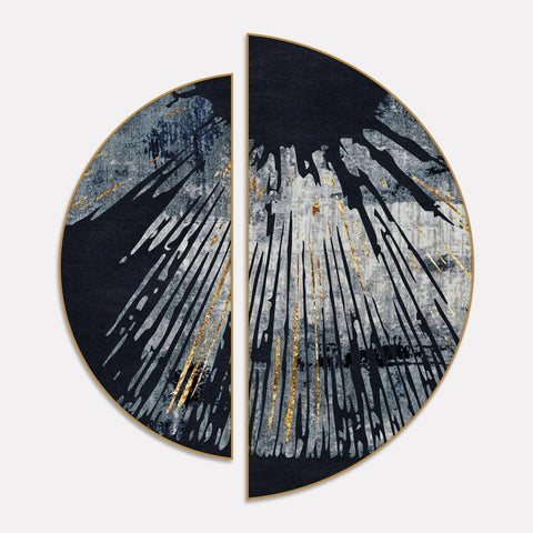 Modern Golden Line Art Textured Design Semi Circle Frames Set Of 2
