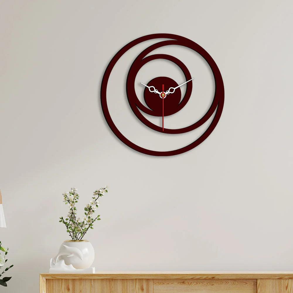 Multiple Rings Designer Wooden Wall Clock - Decor Mantra 