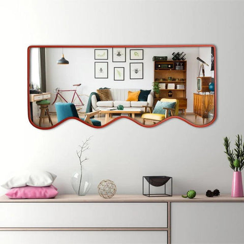 Premium Decorative Full Body Wall Mirror for Dressing Room with Red Wooden Finish - Decor Mantra 