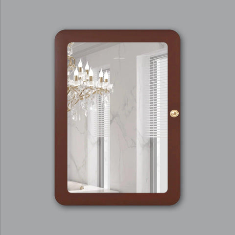 Premium Wooden Brown Bathroom Cabinet with Mirror & 7 Spacious Shelves - Decor Mantra 