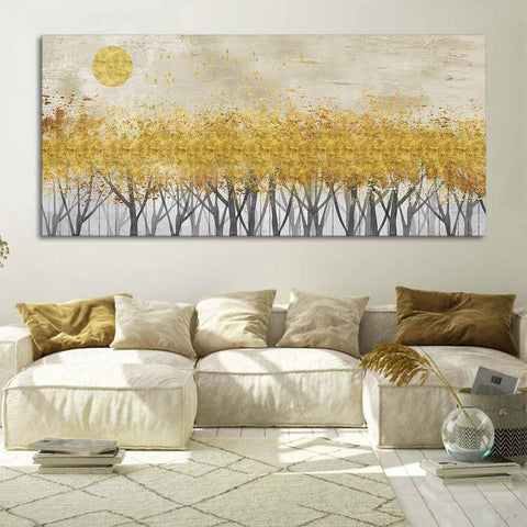 Golden Leaf Trees Canvas Wall Painting - Decor Mantra 