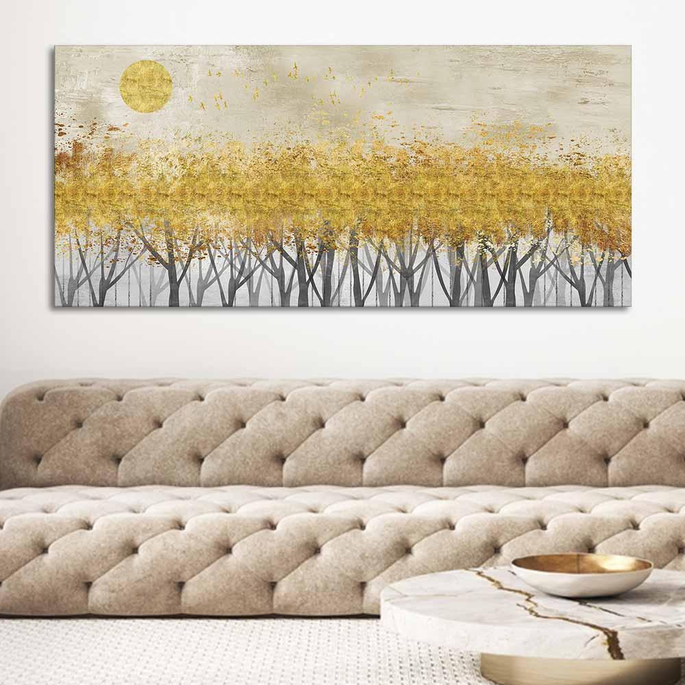 Golden Leaf Trees Canvas Wall Painting - Decor Mantra 