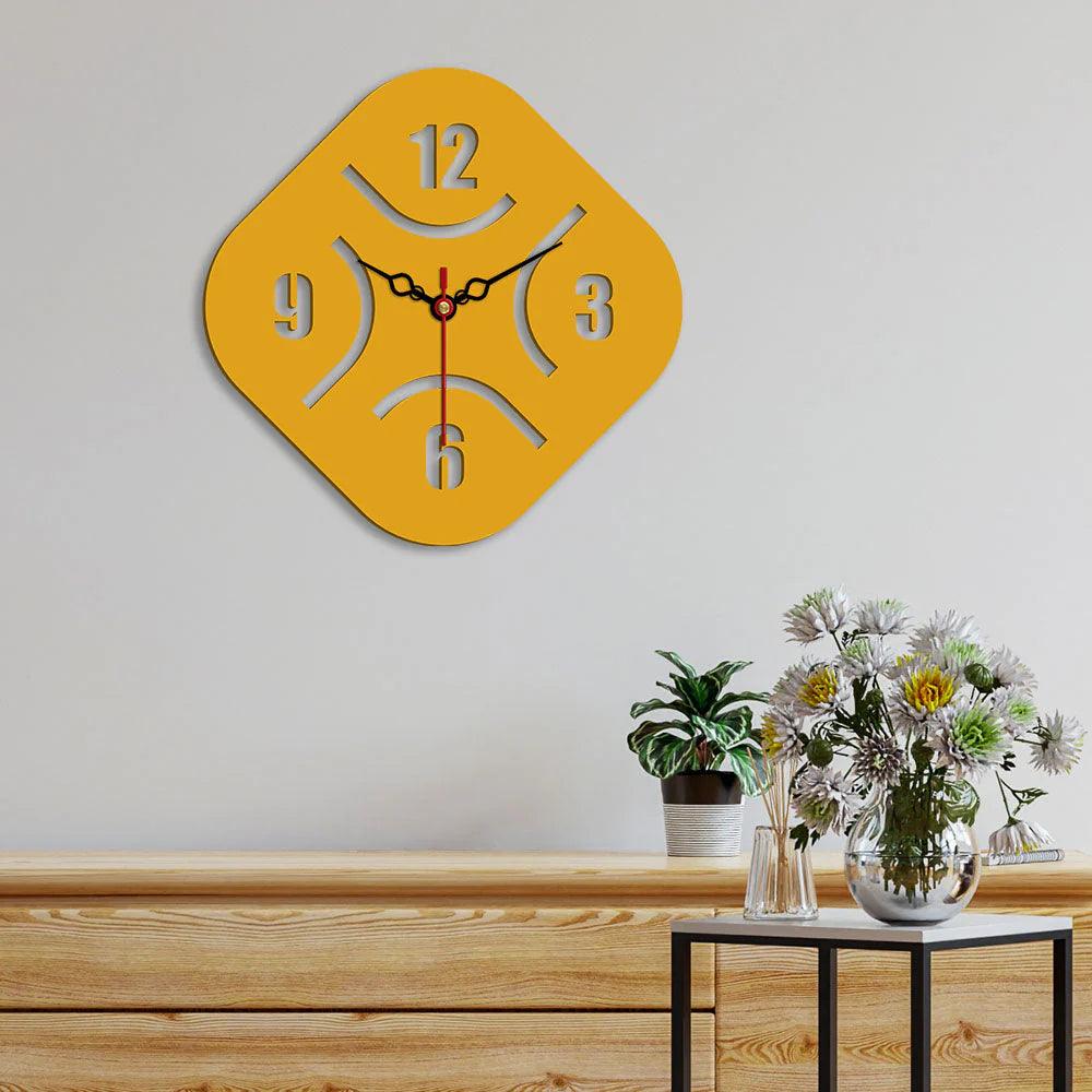 Rhombus Shape Designer Wooden Wall Clock - Decor Mantra 