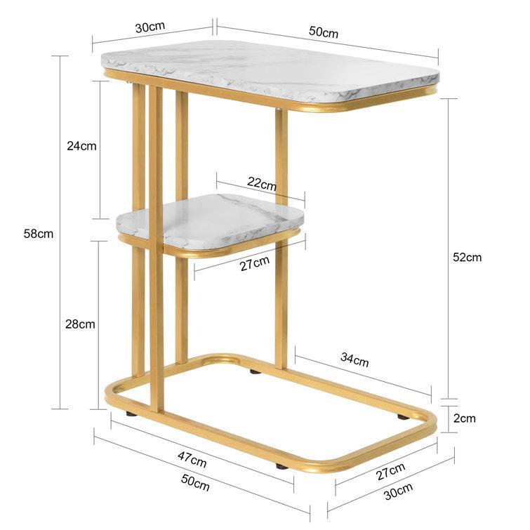 Golden Finish Designer Side Table adorned with Unique Pattern - Decor Mantra 