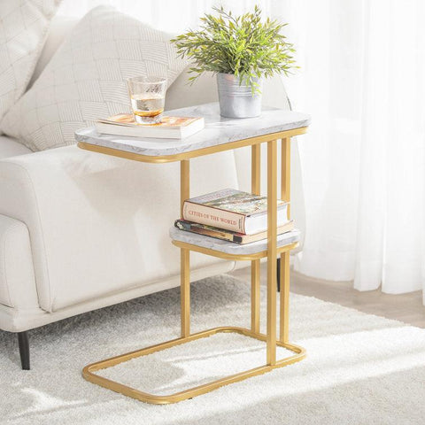 Golden Finish Designer Side Table adorned with Unique Pattern - Decor Mantra 