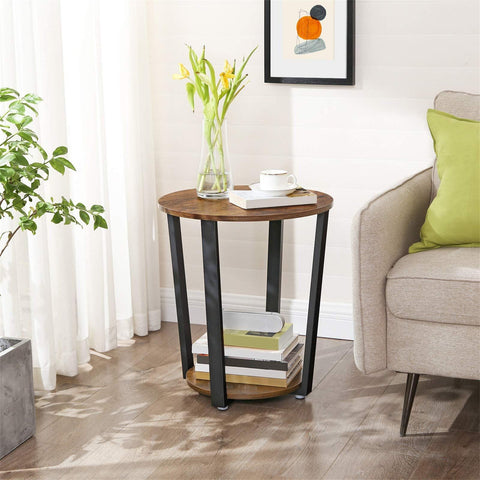 Wooden Textured Side Table with Enchanting Metallic Touch - Decor Mantra 