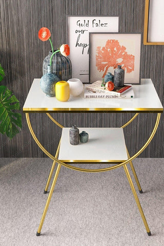 Stylish Gold Nightstand Side Table - Decor Mantra 
