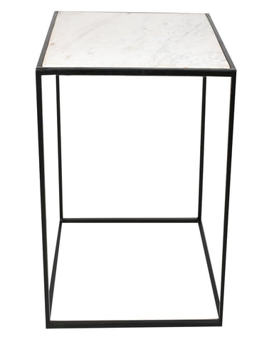 Square White Marble and Black Stand Side Table - Decor Mantra 
