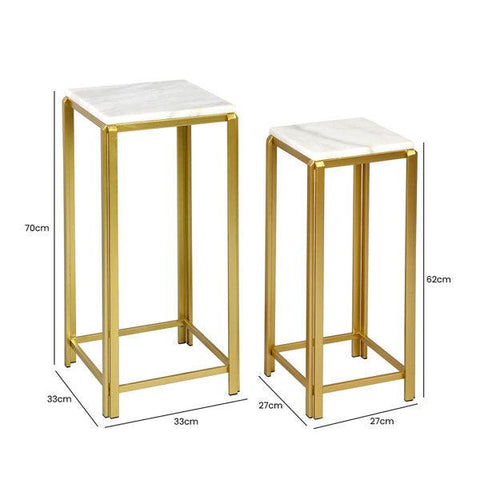 Contemporary Marble Top Nesting End Tables - Decor Mantra 
