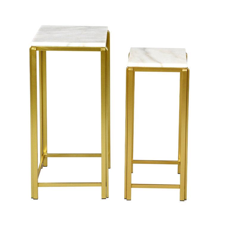 Contemporary Marble Top Nesting End Tables - Decor Mantra 