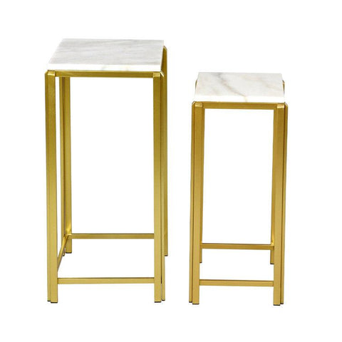 Contemporary Marble Top Nesting End Tables - Decor Mantra 