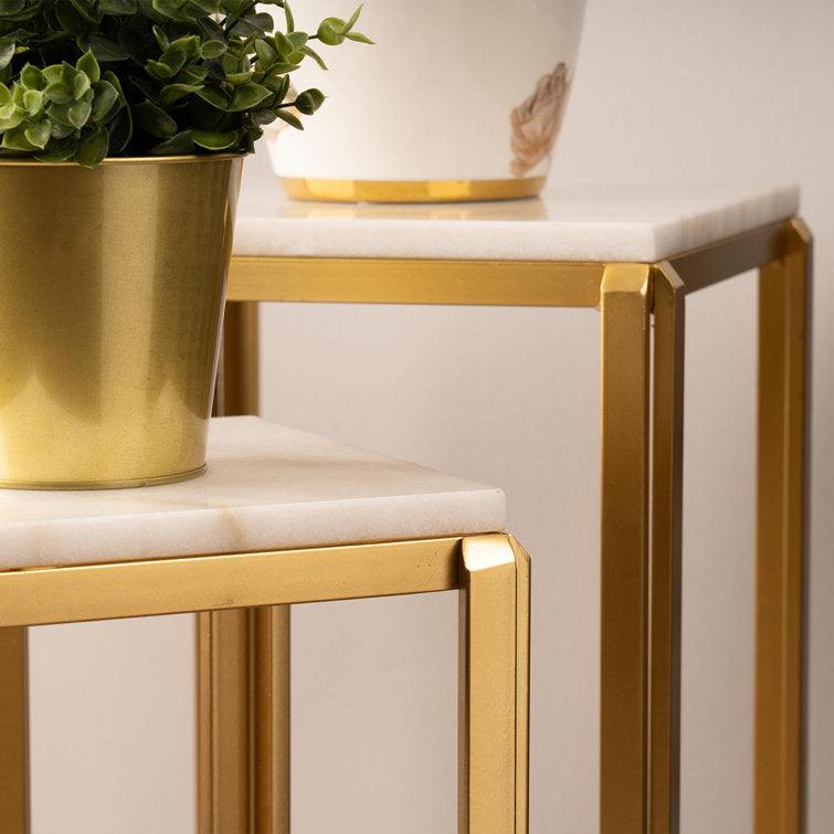 Contemporary Marble Top Nesting End Tables - Decor Mantra 