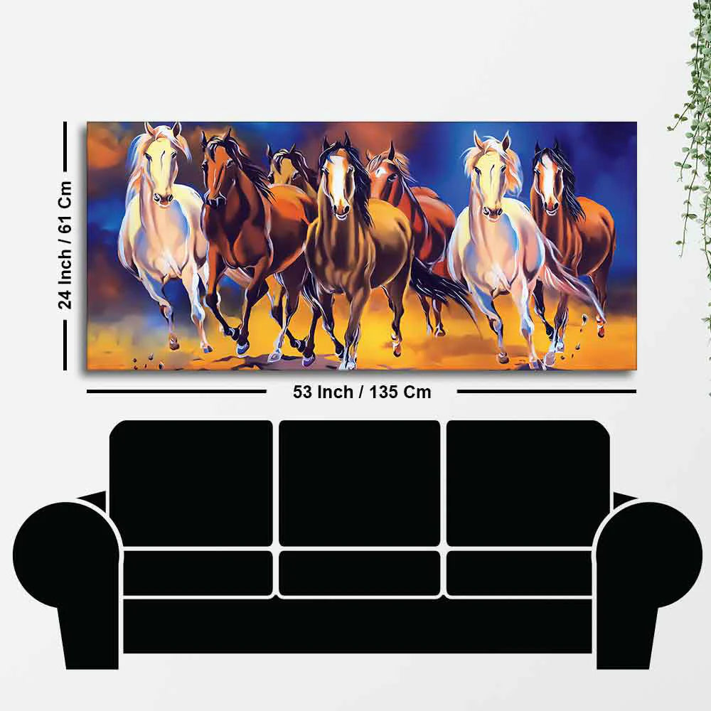 Seven Running Horses Premium Canvas Wall Painting